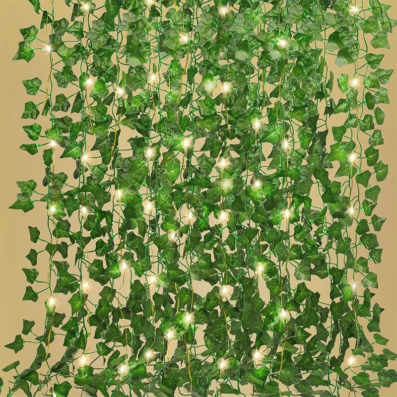 Home Office Layout - Groene klimop 210cm LED-lichtslingerblad kunstmatige krans