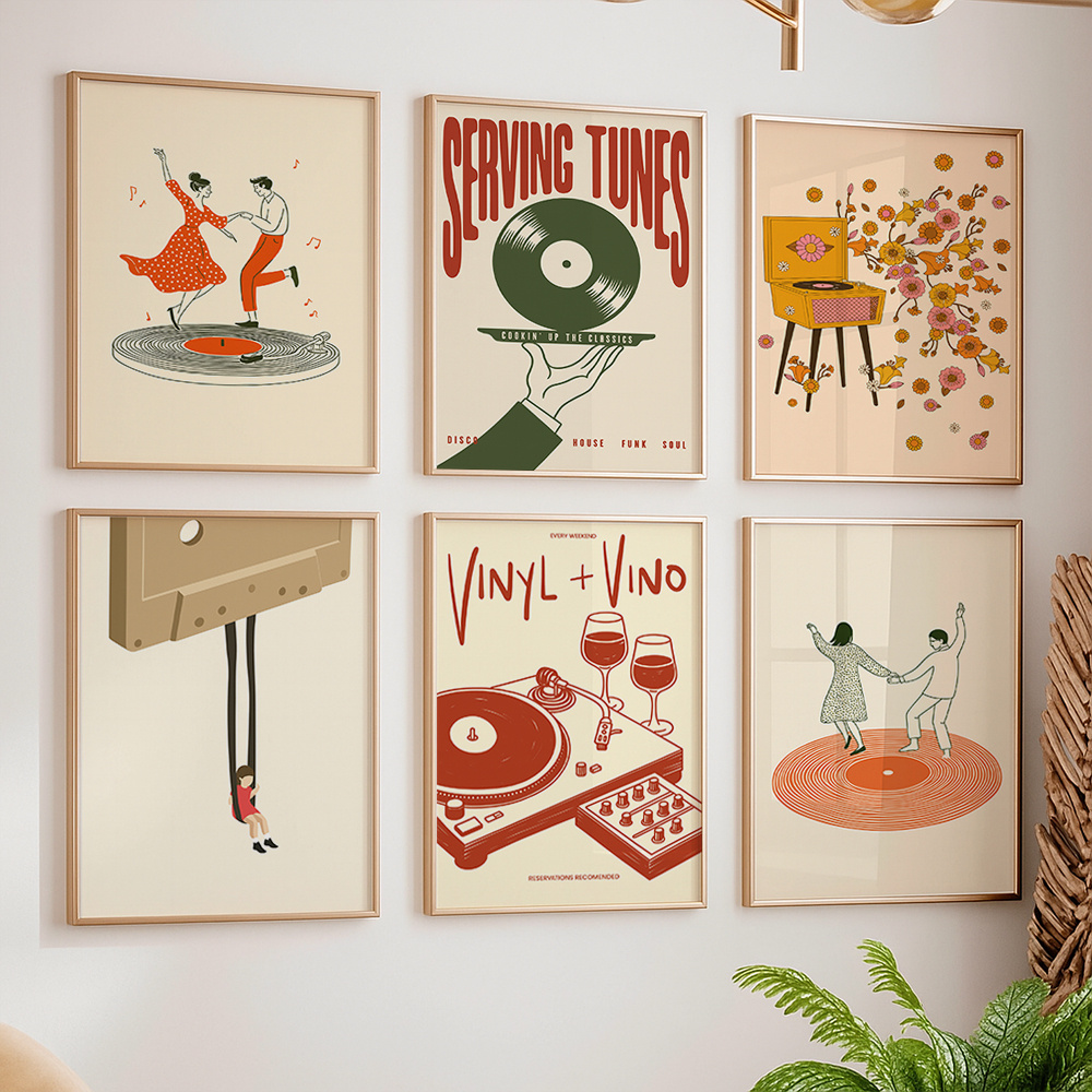 Home Office Or - 1pc Vintage Muziek Canvas Poster Unframed