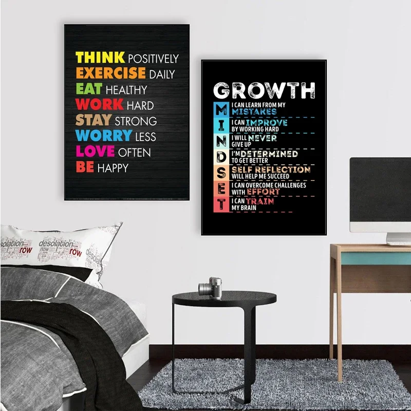 Home Office Room Inspiration - Motiverend Succes Citaten Canvas Painting Mindset