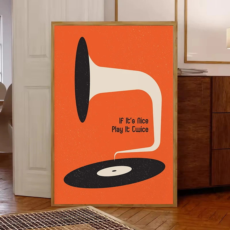 Mid Century Vinyl Record Canva - Home Office Or recensie en prijs